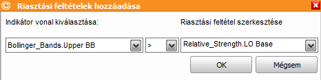 5. Válasszon Indikátor vonalat, feltételt és kattintson az gombra 6.