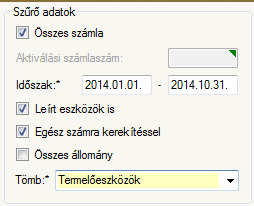 Tárgyi eszköz 1. Bővült a Listák/Befektetési tükör kigyűjtő ablak állományonkénti befektetési tükör készítés lehetőségével.