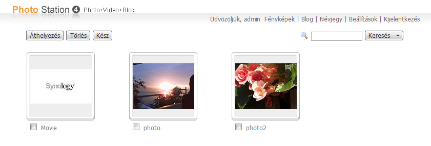 Virtuális album engedélyezése: 1 Válassza ki a Beállítások lehetőséget a Photo Station honlapjának tetején, majd válassza ki a Fénykép fület a Synology Photo Station 4 beállítások oldalon.