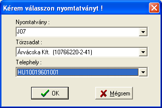 Új nyomtatvány megnyitásakor, a megfelelő vonatkozó adatmezői automatikusan kitöltődnek. törzsadatot kiválasztva a nyomtatvány Az elektronikus nyomtatvány kitöltése.