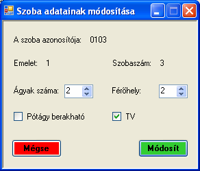 9. ábra Nincs lehetıség ugyanis a szoba törlésére, amíg ahhoz egyetlen foglalás is tartozik.