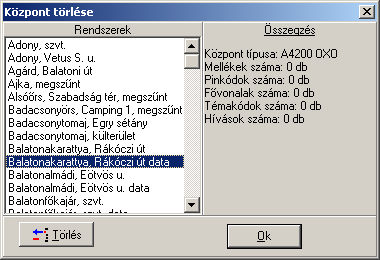 Több központ egy programon belüli kezelése A program több központ adatait képes kezelni. Természetesen a különböző központok adatait egymástól elkülönítve tárolja.