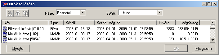 Lista állományok tallózása. (megnyitás, törlés) A feldolgozott listákat a tallózás menüpontban megtekinthetjük. A tallózás menüpontra vagy gyorsbillentyűre kattintva jelenik meg az üres tallózó ablak.