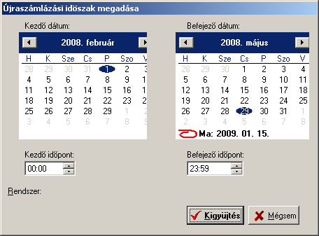 Ismételt feldolgozás (A hívásadatok újraárazása) Az újraszámlázás művelet a Taxawin File menüjéből indítható.