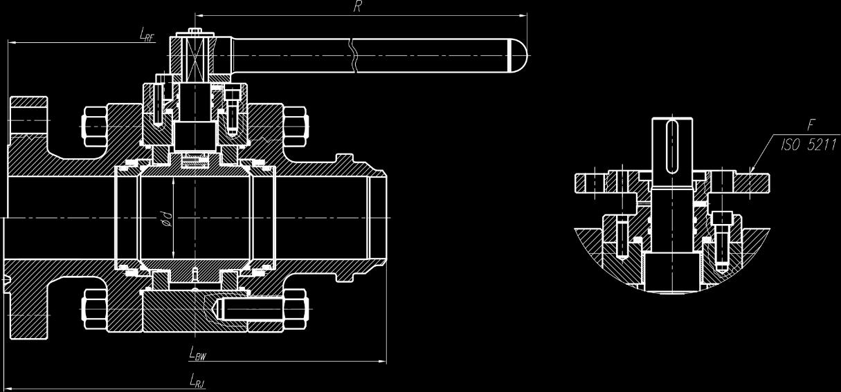 Mérettáblázat ANSI LGF gömbcsap ASME B16.; B16.