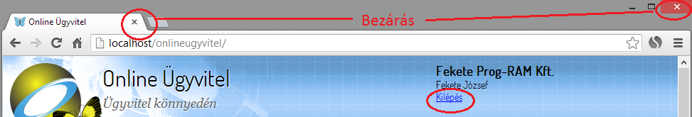 A program indítása: Lépjünk be a www.onlineugyvitel.hu oldalra A Bejelentkezés feliratra kattintva jelentkezzünk be a regisztrációnál megadott adatainkkal. (3. ábra) 3.