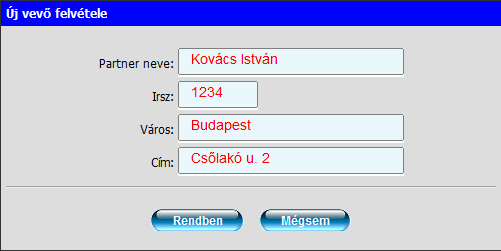 Íjuk be a Megnevezés mezőbe a gazdasági esemény egy részletét. (pl. próba ). A program felkínálja a lehetséges eseményeket, ebből válasszuk ki a megfelelőt egy Enter billentyűvel.