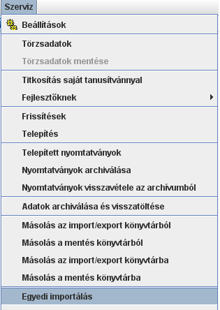 Adatok importálása az ABEV Java programba Indítsuk el az ABEV Java programot. Ellenőrizzük le, hogy a megfelelő nyomtatvány telepítve van-e gépünkre.