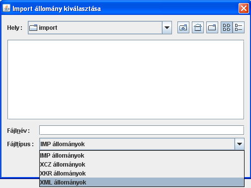 75. ábra - ABEV import A fájltípust állítsuk XML állományok