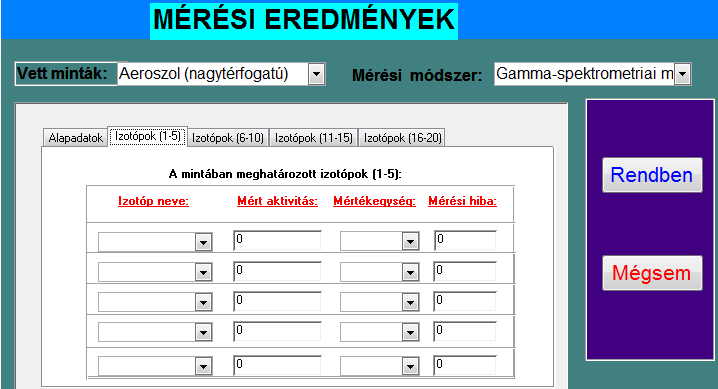 A minta kiértékelésével kapott eredmények rögzítése Miután egy minta rögzítésre került, a program felkínál egy mintalistát, ami azon mintákat tartalmazza, amelyek még nincsenek megmérve.