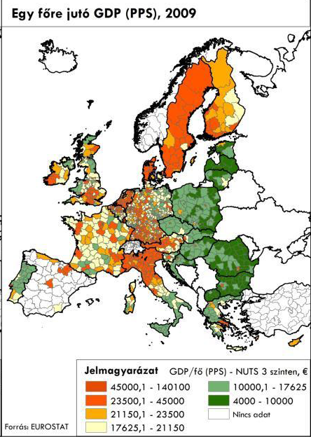 évtized alatt az országok közti eltérés Kelet Közép Európában nagyobb lett (az 1990.