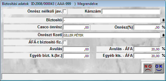 59. ábra A Biztosítási info. almenüre kattintva az alábbi ablak jelenik meg a képernyőn (60. ábra). 60.