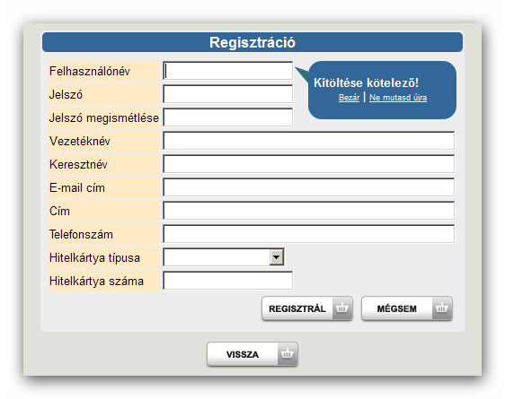 Vendégként mindösszesen 2 funkció elérhető, a Keresés valamint evidens módon a Regisztráció. A továbbiakban ezen funkciók részletes bemutatása következik. 3.1.