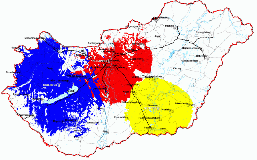 A három telephely lefedettsége.