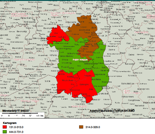 ábra: Talajtermőképesség megoszlása Magyarországon [Forrás:(TeIR) KSH-ÁMÖ] A kistérségben a szántóterület jelentős része kiváló minőségű (ld III_5. sz. ábra). A szántóként használt terület (37.