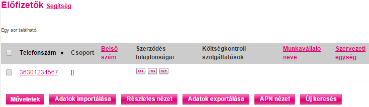 Előfizetések Előfizetések 1. Az Előfizetések menüpont alatt a bejelentkezett felhasználóhoz tartozó előfizetések és csoportok érhetők el. Itt tekinthetők meg, módosíthatók vagy akár törölhetők.