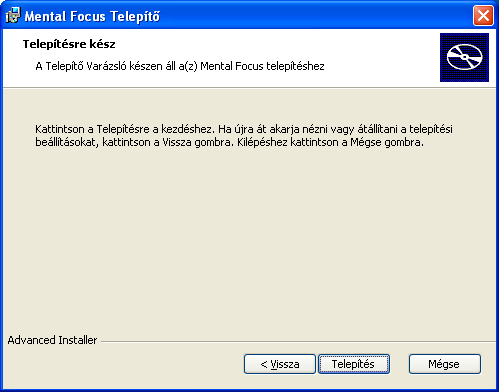 3.) Állítsd be, hova szeretnéd telepíteni a programot. Alapértelmezetten a Program Files\ Mental Focus könyvtár a telepítés helye.