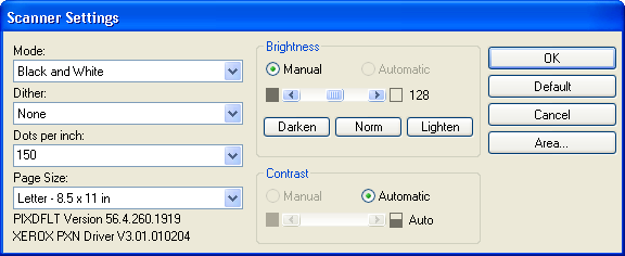 Szkennelés PaperPort-tal Fényesség (Brightness) Húzza el a szabályzó kart jobb vagy bal irányba. Ezáltal módosítani tudja a fényesség mértékét.