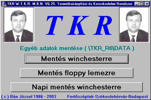 - 34-6.1. Segéd funkciók : 6. 1. Adat mentés : 6.1.1. Alapadatok mentése ( \ABC\ADAT ) : 6.