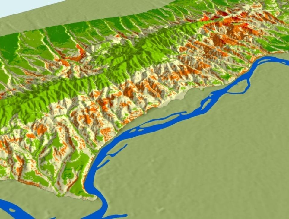 8. ábra 3D látkép északkeletről, a Duna menti övezettel (2.