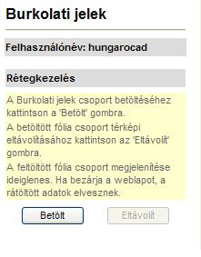 Ezt követően a Feladatok lapon megjelenő Burkolati jelek modul figyelmeztető része alatt nyomjuk meg a Betölt gombot.