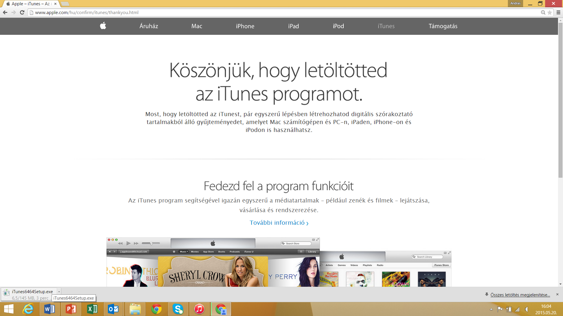 4. Ekkor elkezdődik az itunes program letöltése, ez kb. 3-6 percet vesz igénybe.