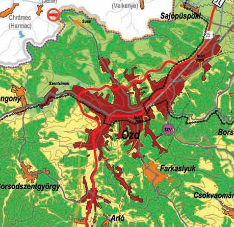 szerkezeti terve - erdőgazdálkodási térség - mezőgazdasági térség - vízgazdálkodási térség - települési térség 1000 ha felett - főút - országos kerékpárút törzshálózat - egyéb