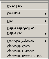A Time Slider alatt közvetlenül a TrackBar helyezkedik el, amin az aktív objektum, objektumok kulcskockáit láthatjuk.