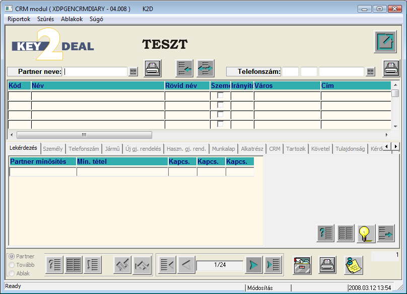 1. Bevezetés A Key2Deal rendszer CRM (Custmer Relatinship Management; Jelentése: Ügyfél kapcslatk kezelése) mduljának köszönhetően rugalmas, többszintű keresési lehetőség biztsíttt az ügyféltörzsben