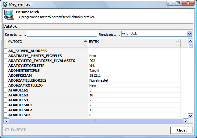 8.1 Paraméterek aktuális értékei Ennek a funkciónak a segítségével a felhasználó megnézhet, hogy jelenleg milyen paraméterekkel dolgozik a CT-EcoSTAT rendszer. (67. ábra) 67.