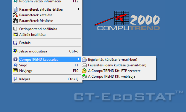 8.9 CompuTREND kapcsolat menüpont 73. ábra CompuTREND kapcsolat Ezzel a menüponttal a kapcsolattartást szeretnénk könnyedebbé tenni és szorosabbra fűzni a felhasználóinkkal.
