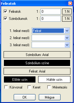 A feliratokat a különböző geometriai típusok beillesztési pontjában jeleníthetünk meg.