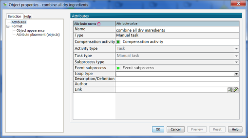 BPMN struktúra + Attribútumok az egyes