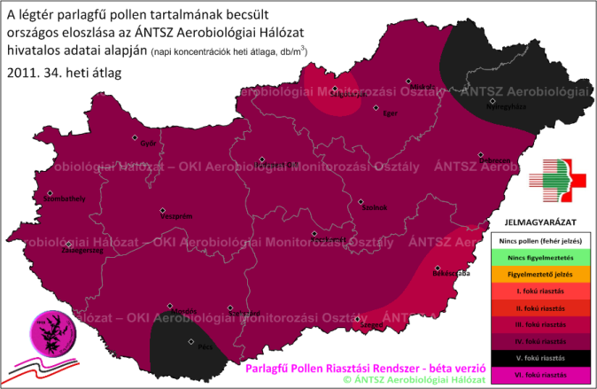 alapján frissülnek, az előző hét végéhez képest a harmadik napon, így törekedve a gyors reagálású pollenriasztási rendszer kifejlesztésére (22, 26).