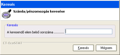 9.1.2 Hiányzó számla/pénzmozgás keresése Ha nem találunk egy számlát, akkor az egér jobb gombját megnyomva, a Hiányzó számla / pénzmozgás keresése menüpontra kattintva megadhatjuk a keresendő elem