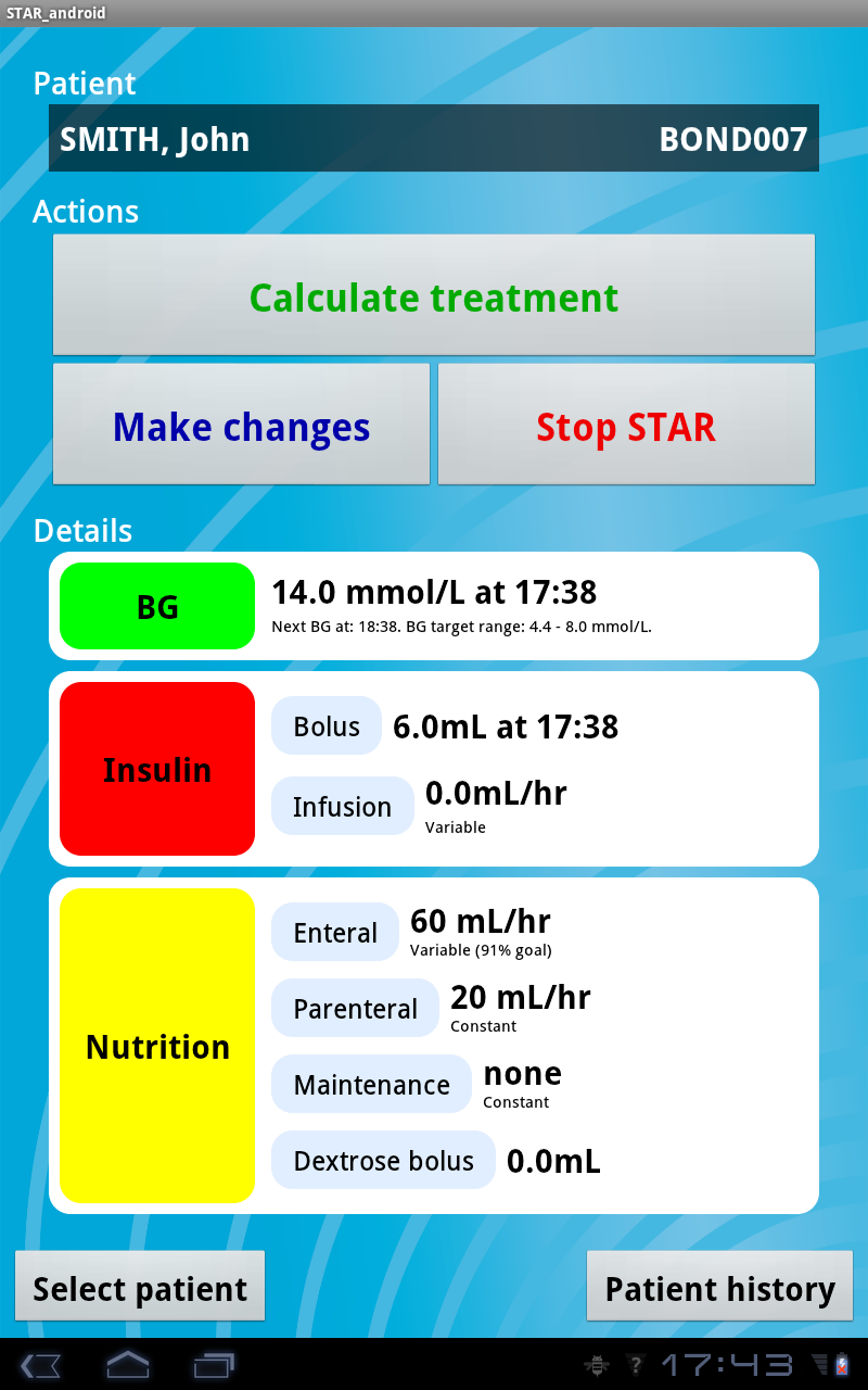 CALCULATN A TREATMENT Aoher Blood lucose measureme is o be ake a he