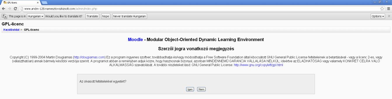 A config.php fájl létrehozásával mentésre kerülnek az előző lépésekben megadott beállítások.