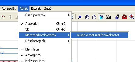 Metszet készítése - lekattintunk az épület egyik oldalán 1x - húzunk egy egyenes vonalat az épületen keresztül (Shift lenyomásával egyenes lesz) - a