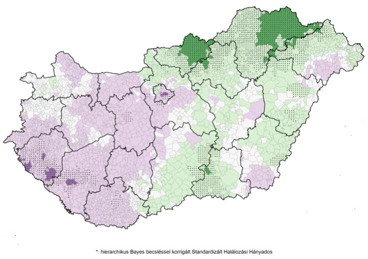 A magyar lakosság vastagbél, végbél és az anus rosszindulatú daganata (BNO-10: C18-C21) miatti halálozásának területi egyenlőtlensége,