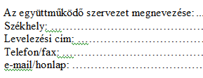 Ki részesül a támogatásból 1. Pályázó adatai 2. Végső kedvezményezett (kinél realizálódik a projekt) Román viszonylattal ne tervezzünk! 3.