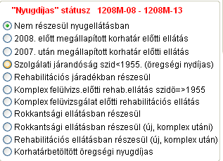 2./ Megváltozott a Nyugdíjas státusz jelölése A NAV a korábban jelzett kódokból megszüntetett egyet. Kiemelték a felsorolásból a 2011. december 31-én a 57.