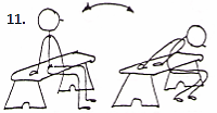 10. Mindkét lábat talpra húzzuk és megkapaszkodunk a szék szélében.