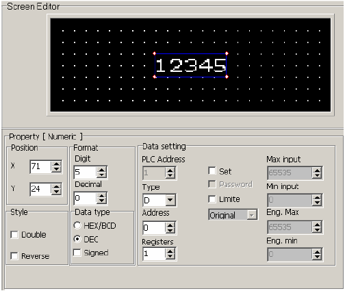 sorban a szöveg A motor sebessége túl lassú, az érték pedig:40. Így a D100 címen található memória tartalmától függ a képernyőn megjelenítendő szöveg. 4.