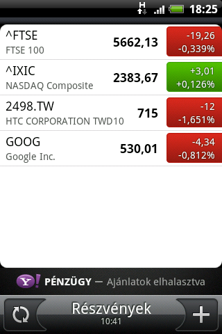 176 További alkalmazások Részvényárfolyamok figyelése Használja a Részvények alkalmazást, hogy megtudhassa a legfrissebb részvényárfolyamokat és pénzpiaci indexeket.