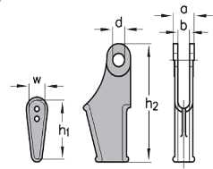 Kötél végzáró DIN-15315 Papuc pentru cablu - Wire rope socket Kötél átmérő b c d s h1 r1 r2 h2 4-5 12 33 10 3 110 2,5 9,5 68 6-8 14 45 12 4 150 4 12,5 92 9-11 17 60 16 6 190 5,5 16 117 12-14 22 78 18