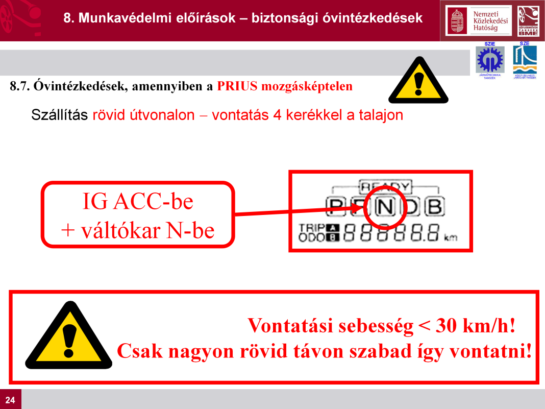 A gyújtáskapcsolót ACC helyzetbe, a váltókart N állásba kapcsolva