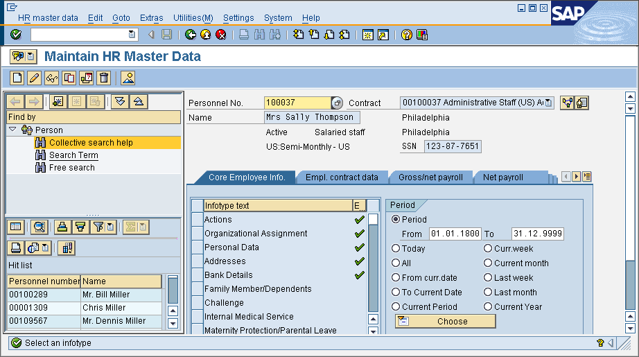 SAP HCM/HR integráció Közvetlenül belép az SAP standard HR