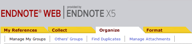 EndNote Web Összes referencia Csoportokba rendezés