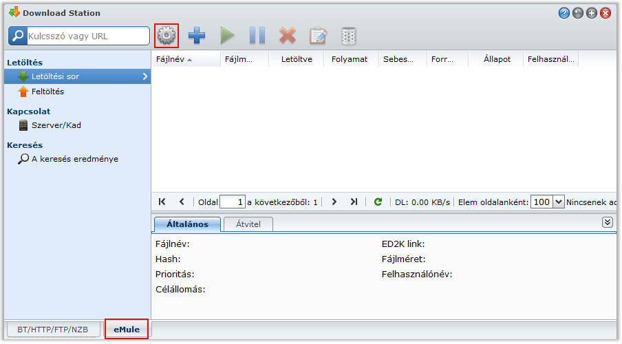 Synology DiskStation használati utasítása Fájl (csak BT/NZB feladatok): az aktuális feladat keretében letöltendő fájlok felsorolása.