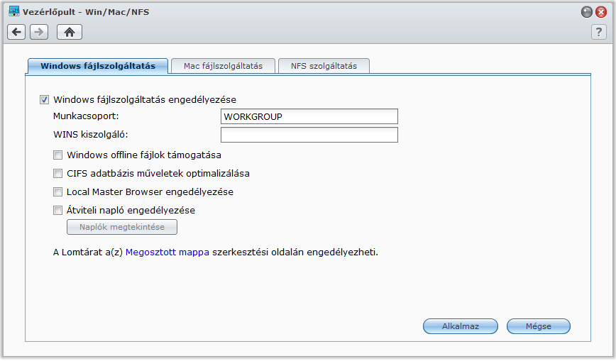 Fejezet Fájlmegosztás beállítása Fejezet 7: 7 A fájlmegosztás a Synology DiskStation egyik fő funkciója.